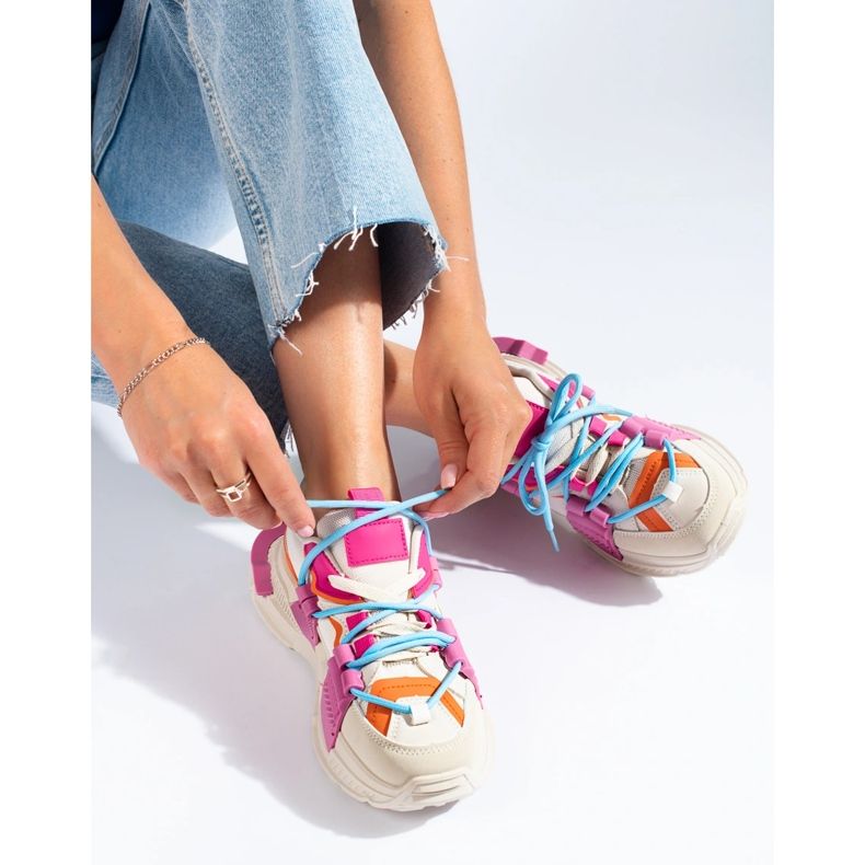 Zapatillas deportivas multicolores para mujer con suela gruesa Shelovet blanco 2