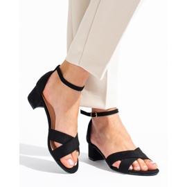 Sandalias de tacón bajo en ante negras de Shelovet negro 1