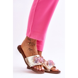 Pantuflas Mujer Piel Con Adorno Nicole 2726/064 Oro dorado 3