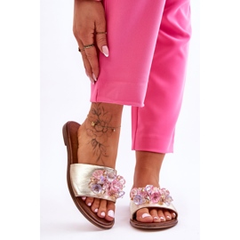 Pantuflas Mujer Piel Con Adorno Nicole 2726/064 Oro dorado 4