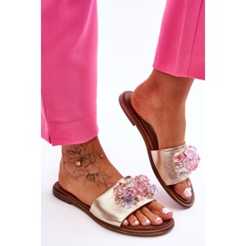 Pantuflas Mujer Piel Con Adorno Nicole 2726/064 Oro dorado 6