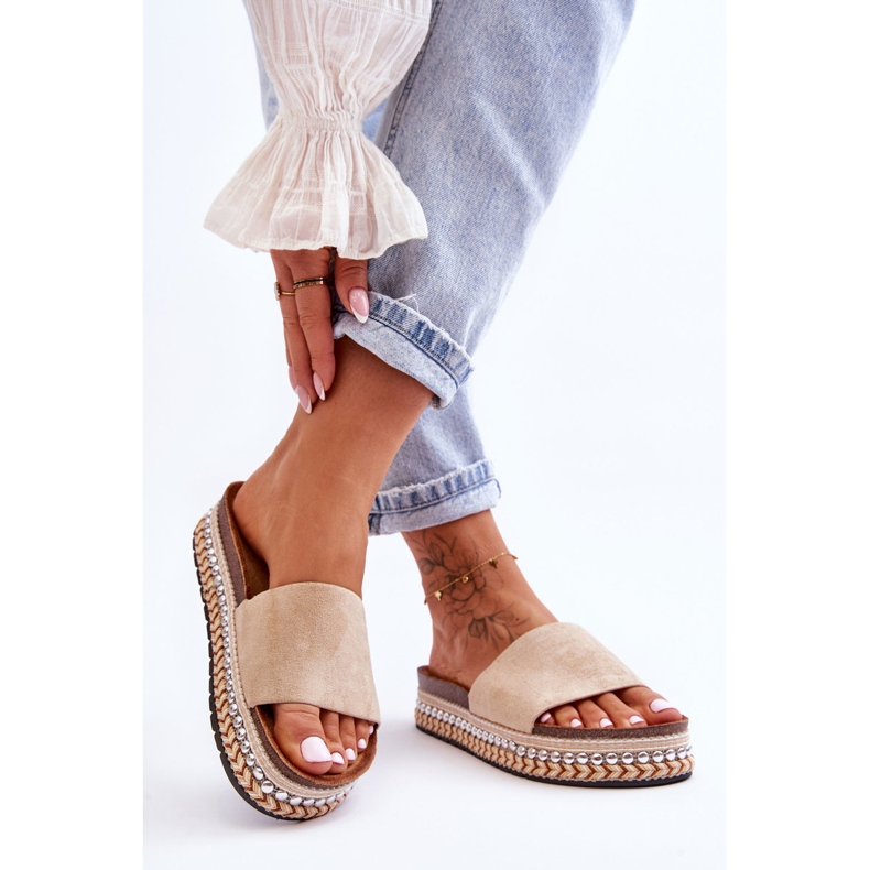 WR1 Pantuflas Mujer Ante Liso Beige Hayen 1