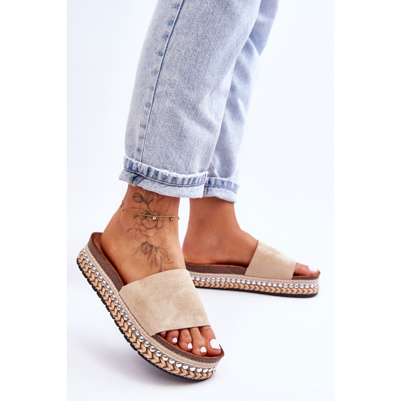 WR1 Pantuflas Mujer Ante Liso Beige Hayen 2