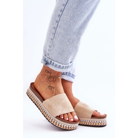 WR1 Pantuflas Mujer Ante Liso Beige Hayen 5