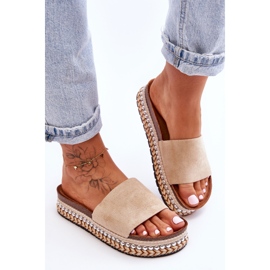 WR1 Pantuflas Mujer Ante Liso Beige Hayen 3